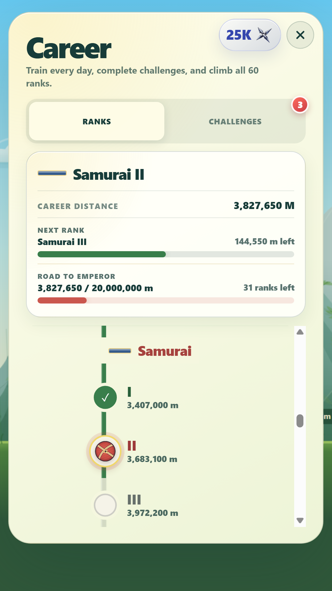 The sixty-rank Bamboo Pinch career road